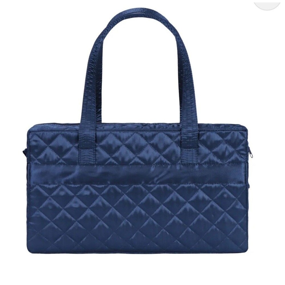 NaRaya Satin Quilted Handbag Purse Tote  Blue Large Bow Cute 12 x 7”